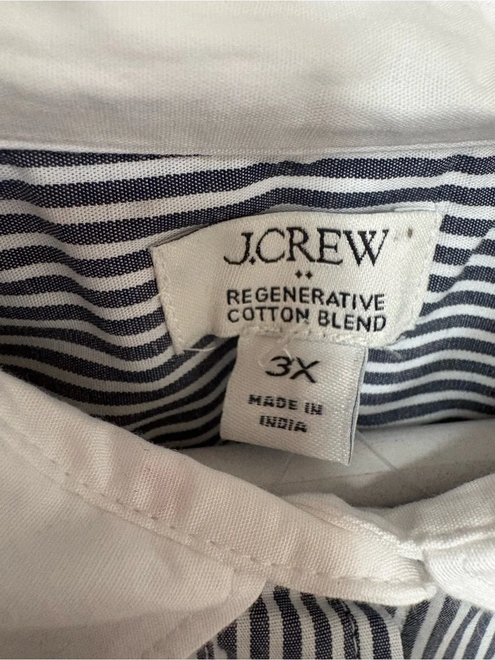 J. Crew NEW Women's Navy Pinstripe Button Shirt White Contrast Collar & Cuffs 3X
